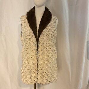 Pandemonium Millinery faux fur reversible vest Rosebud & chocolate size S